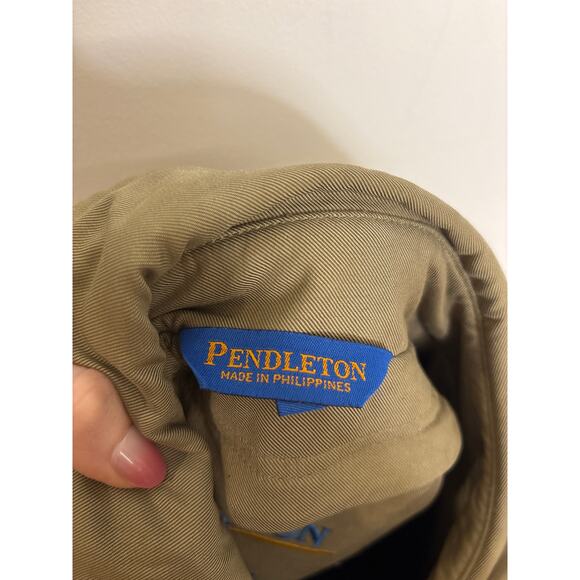 Pendleton Car Coat Mens Large Removable Liner Cotton Rain Repellent Khaki Tan - Picture 3 of 6